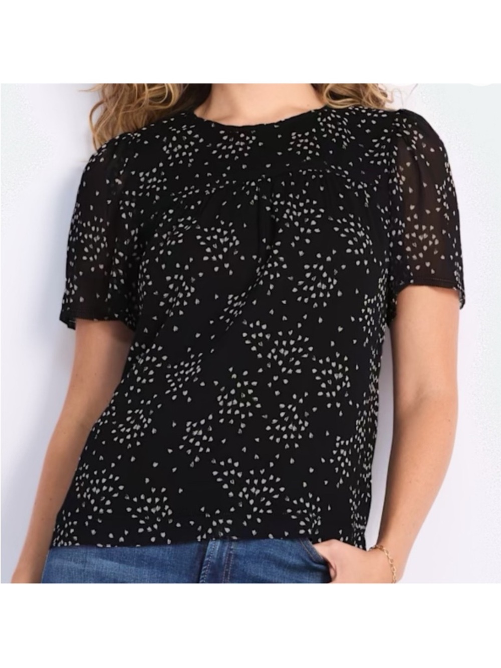 Daniel Rainn Black Blouse with Dot Print 2x
